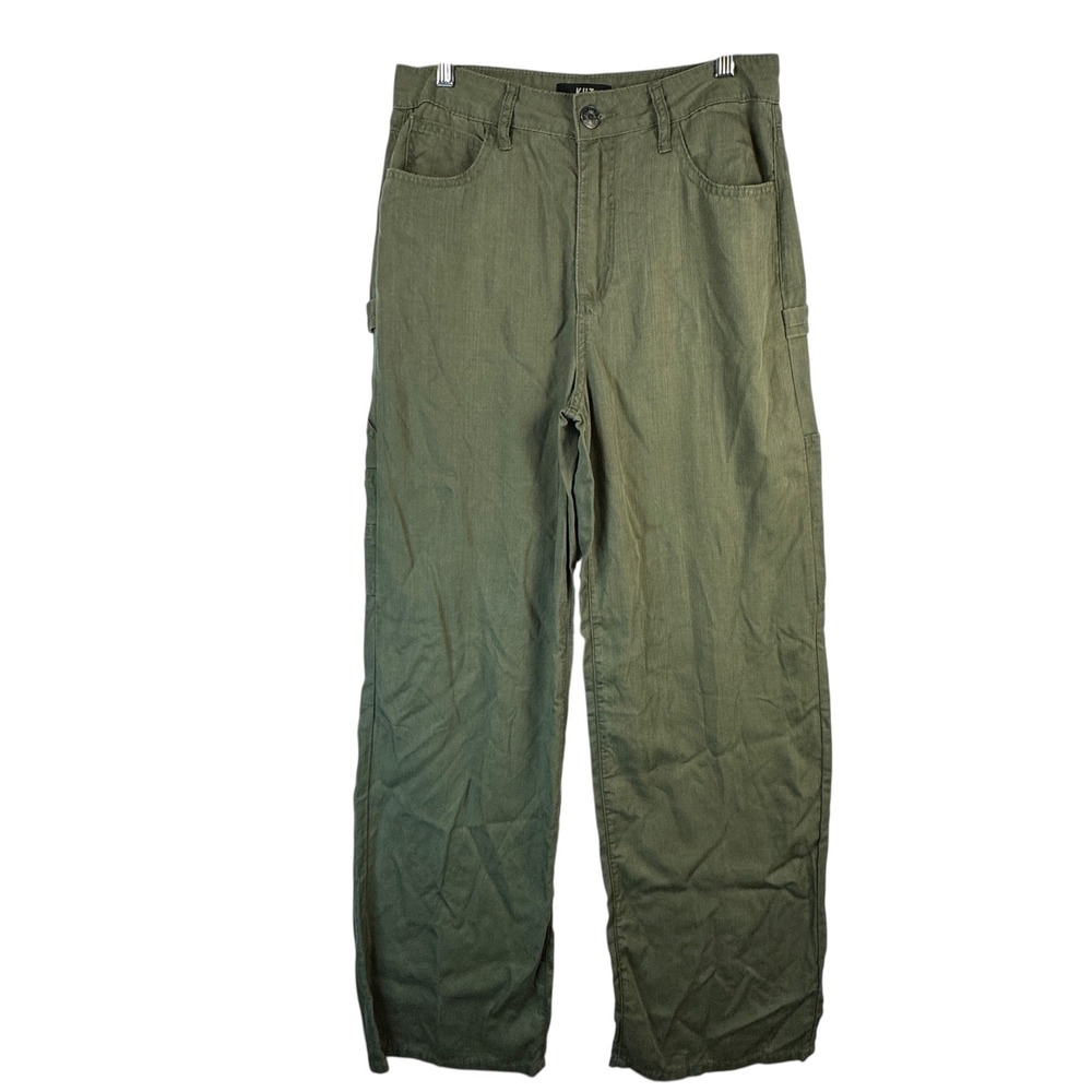 Kut Sienna High Rise Wide Leg Pants Sz 2 Olive Carpenter Coastalcore Resort Chic
